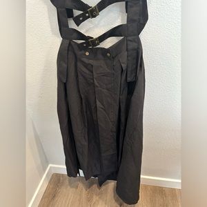 Incerunmen Men’s Black Buckle Irregular Hem Overall Skirt (4XL - 38”/40” waist)